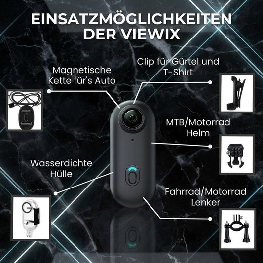 Viewix Action Cam 4K – Frontansicht mit robustem Gehäuse und Display